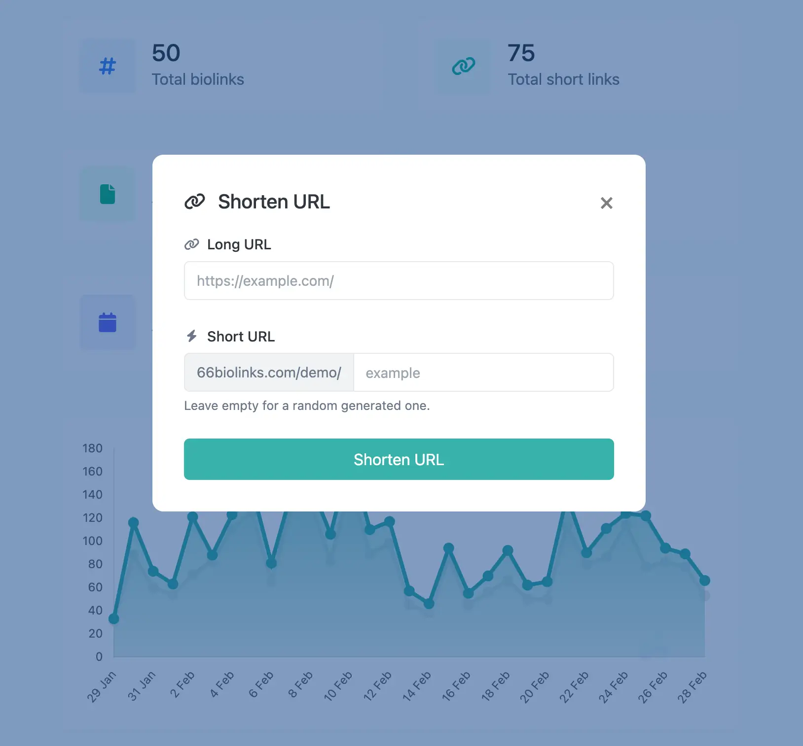Capture d'écran de la page d'édition de l'URL courte de l'application